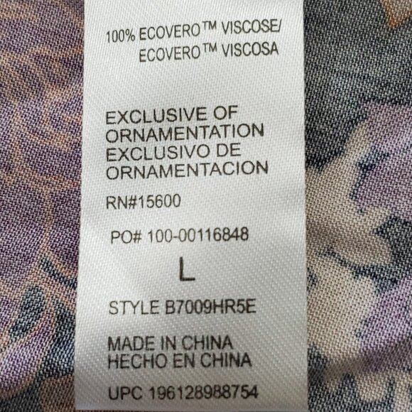 Democracy Dark Floral Print Classic Button Front Preppy Women's Top Size Large - Picture 11 of 16